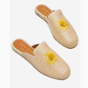 KATE SPADE NEW YORK Neutral Sun Burst Solero Raffia Espadrille Mules Size 9